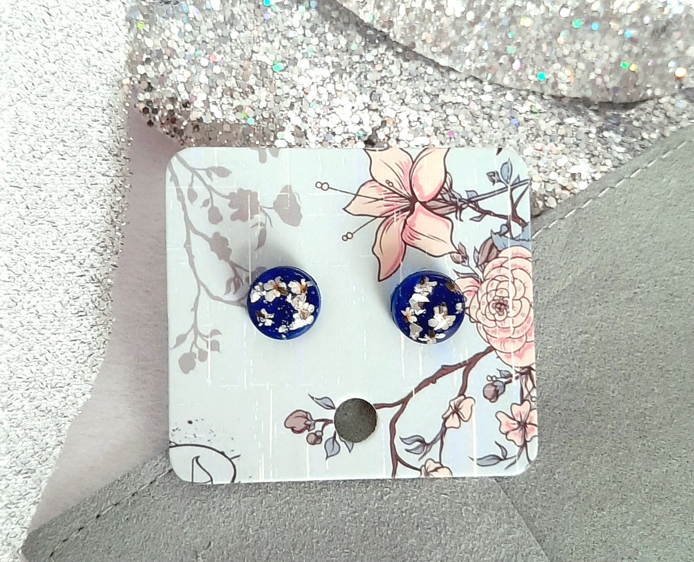 Pendientes azules Botón - 2