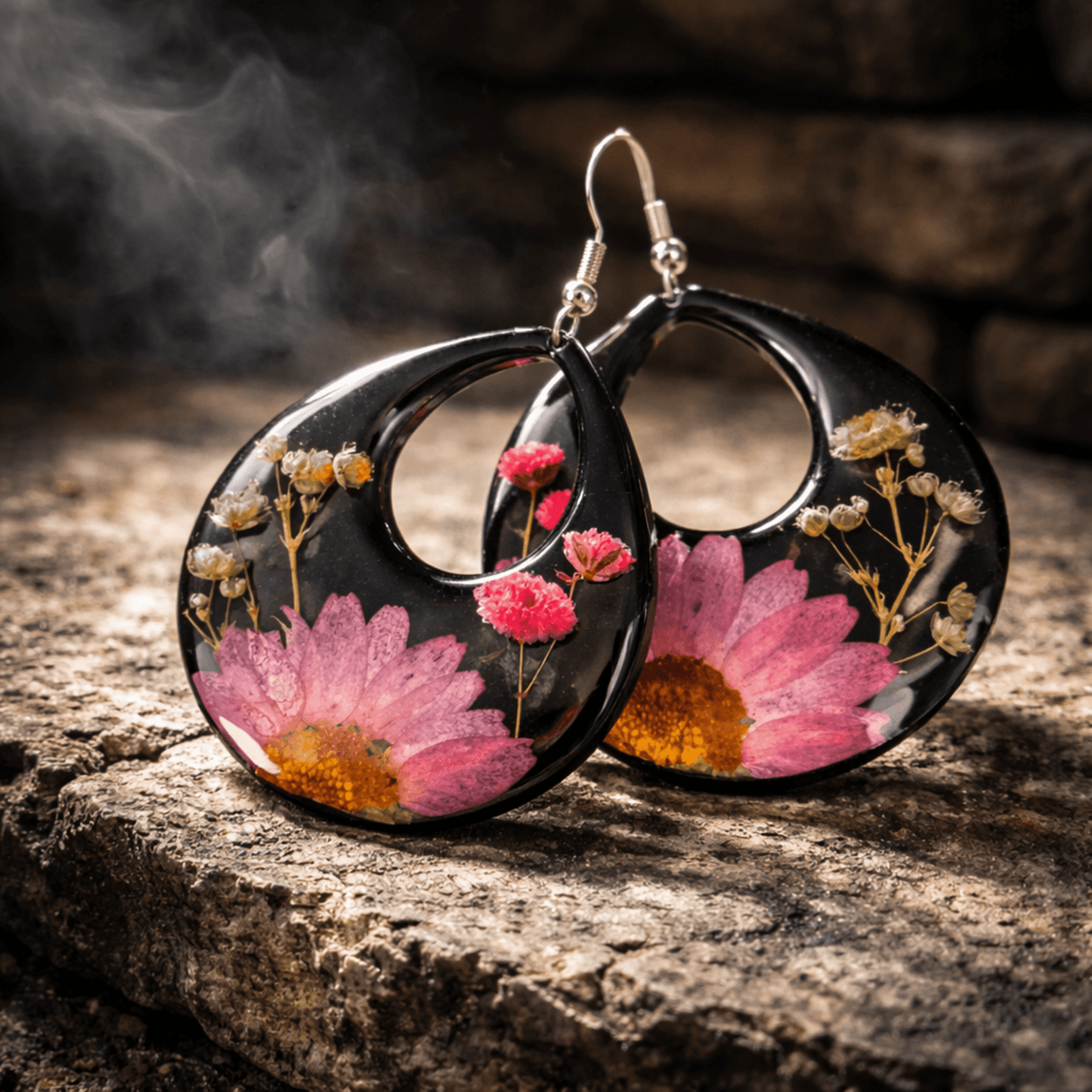 Pendientes resina negra - 2