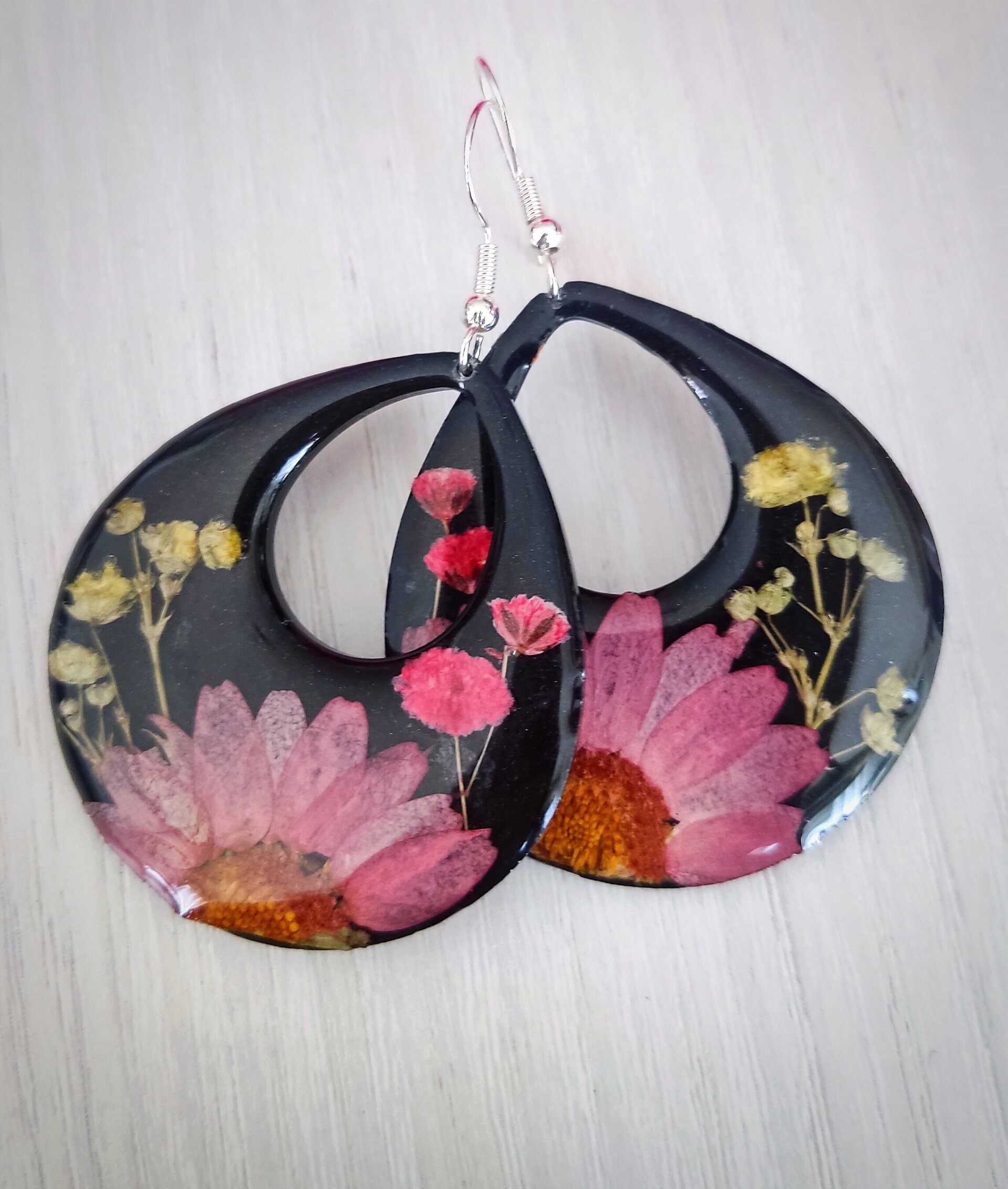 Pendientes resina negra - 2